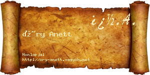 Őry Anett névjegykártya